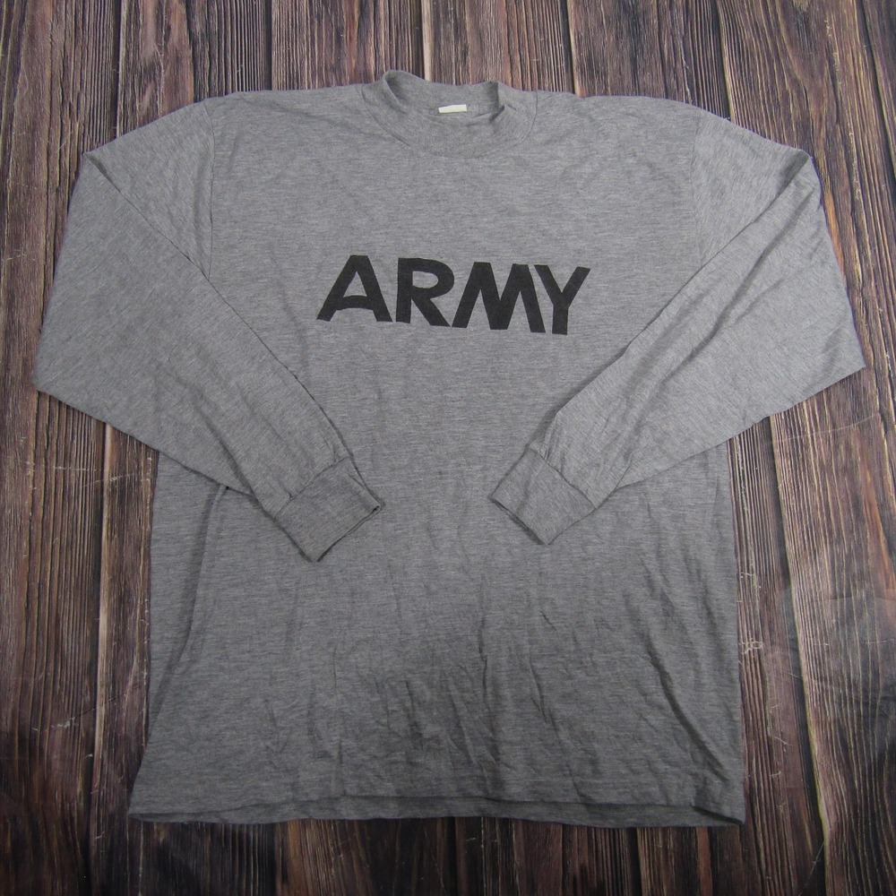 Vintage Army Shirt Mens Large Gray Long Sleeve Akwa Tek Made USA Training